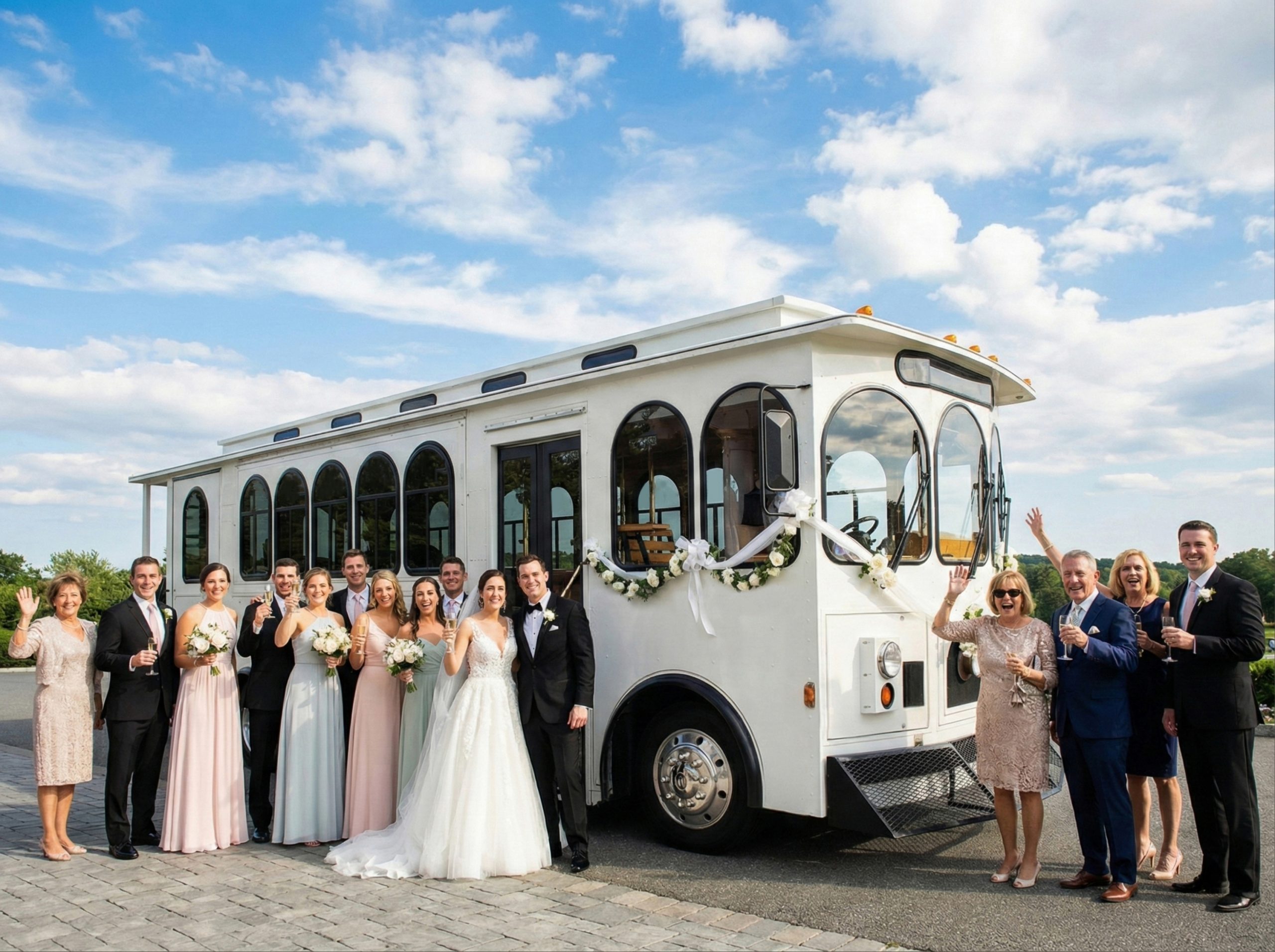 trolley exterior wedding lots of people (1) (1)